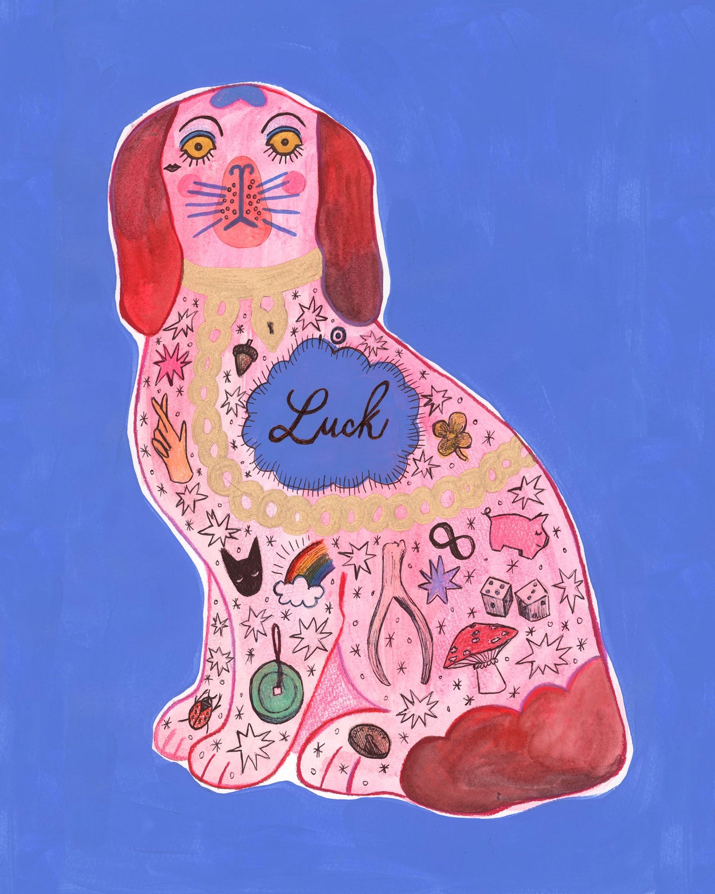 Cottage Core Dog Print — Pink Staffordshire Luck Dog | Caya Crum