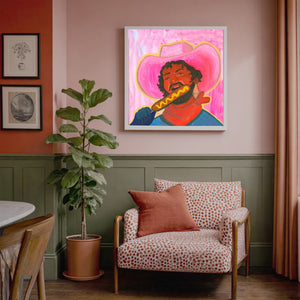 Cowboy Art Print  - Corn Dog Cowboy Art in Pink | Caya Crum