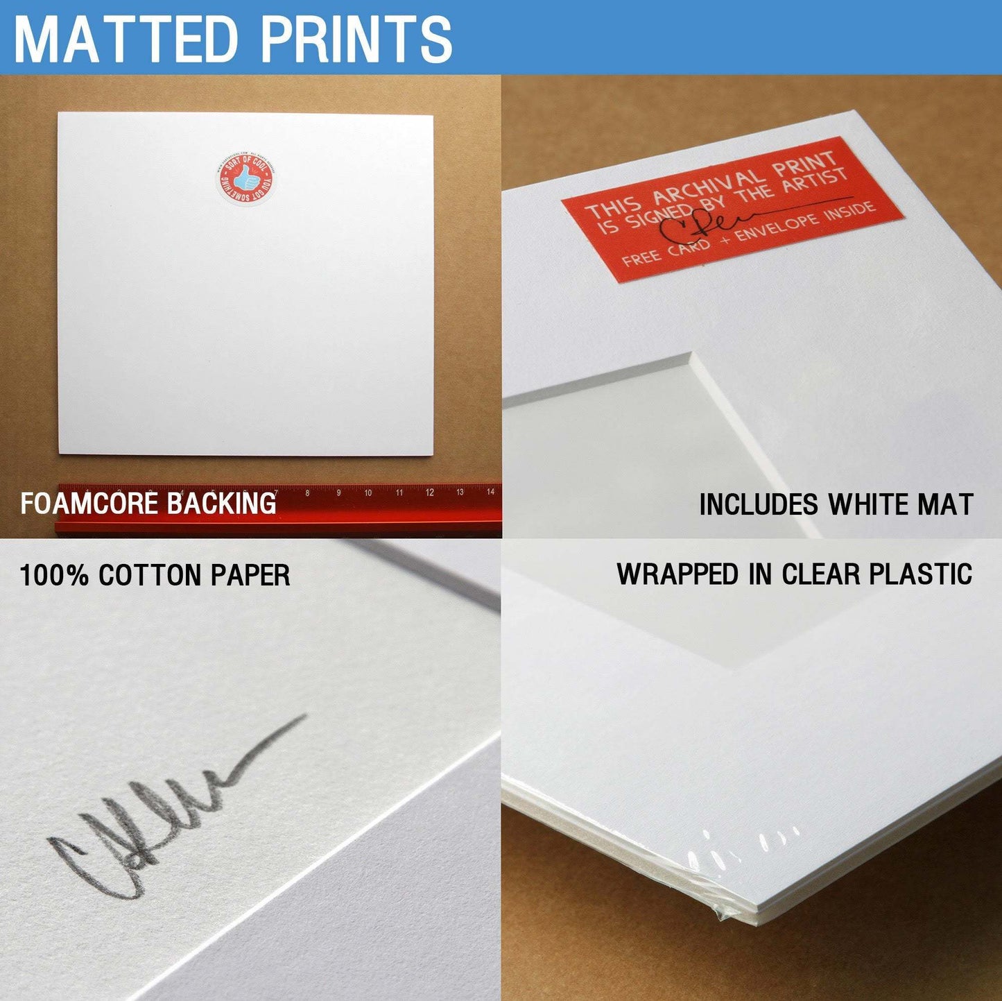 Matted museum print of Carl Crum Art featuring foamcore backing, white mat, and artist's signature on 100% cotton paper.