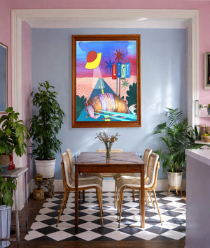Cigs Pink Weirdcore shown framed by Crum Art