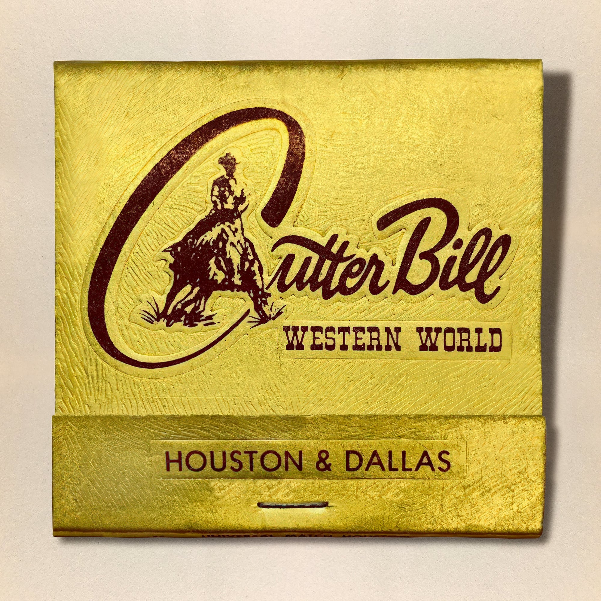 Cutter Bill Western World Matchbook Art Print — Houston & Dallas Urban Cowboy Era | Carl Crum Crum Art