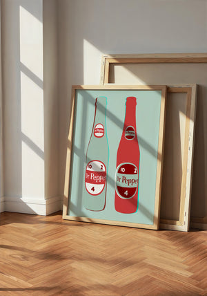 Dr Pepper Twin 10 2 4 Bottles art print by Betsy Crum — neutral frame room mockup
