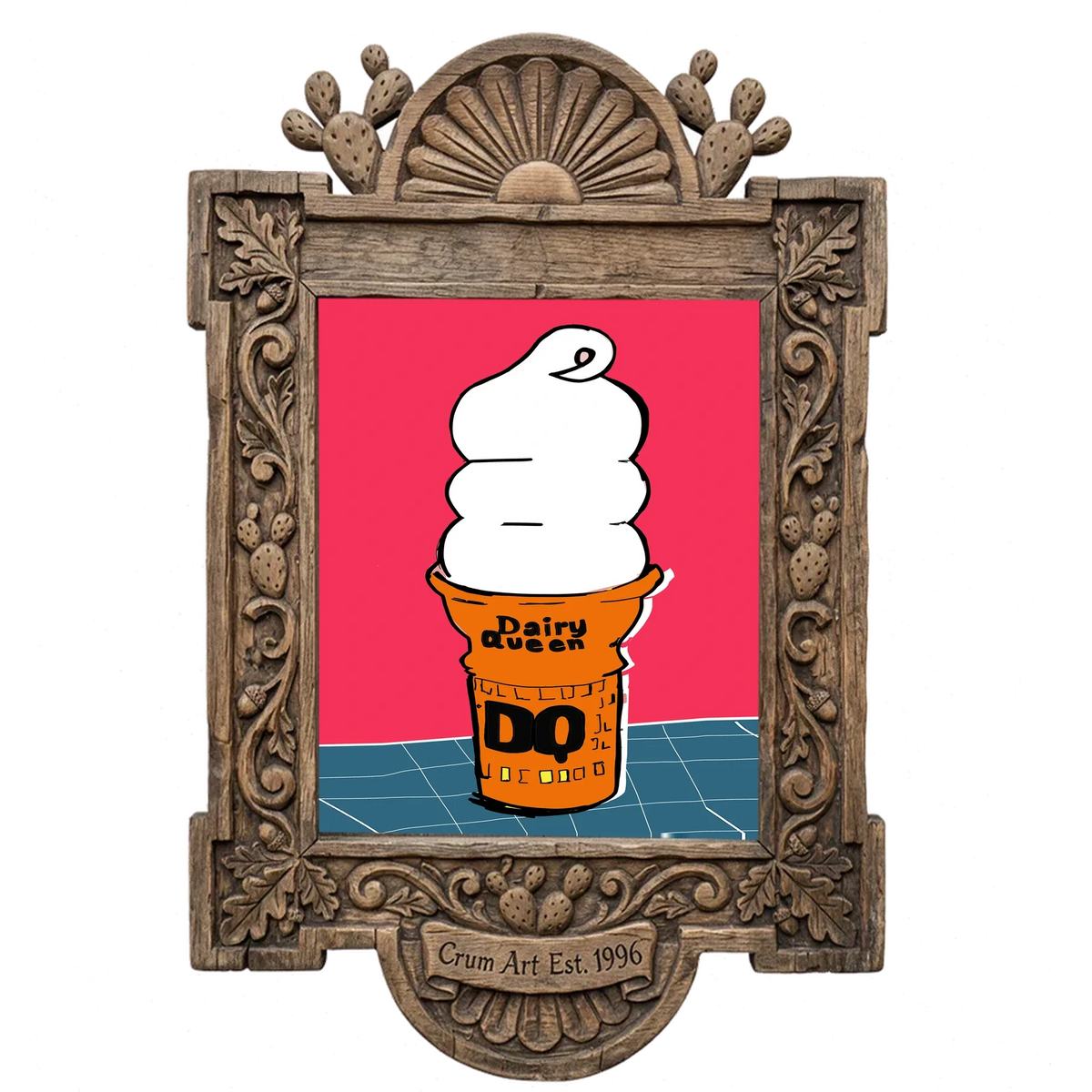 DQ Cone Matisse — kitchen wall art print by Betsy Crum in a carved wood frame