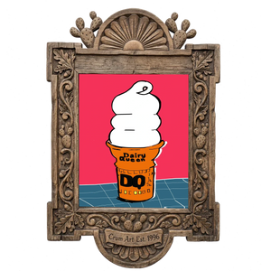 DQ Cone Matisse — kitchen wall art print by Betsy Crum in a carved wood frame