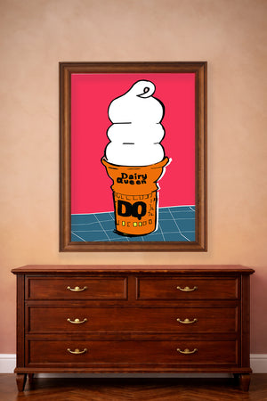 Ice Cream Art Print - Matisse Style Pop Art Ice Cream Cone | Betsy Crum