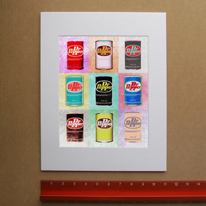 Dr Pepper Warhol-style pop art print by Betsy Crum, hand-signed fine art print