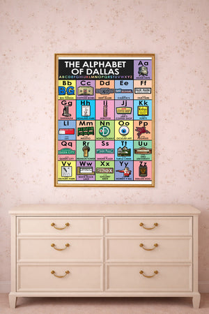 Dallas Alphabet shown framed by Crum Art