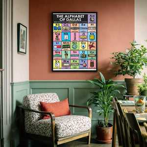 Dallas Alphabet shown framed by Crum Art