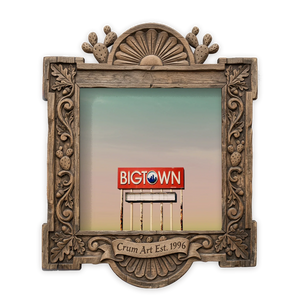 Big Town Sign — Dallas art print by Betsy Crum in a square carved wood frame