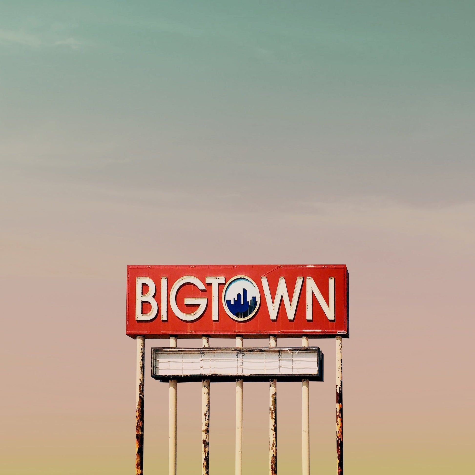 Dallas Art Prints & Gifts – Big Town Sign with Big Dallas Sky | Betsy Crum Crum Art