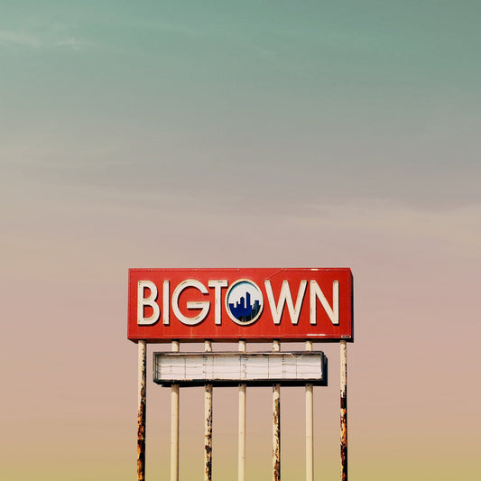 Dallas Art Prints & Gifts – Big Town Sign with Big Dallas Sky | Betsy Crum Crum Art