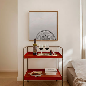 Texas Star Ferris Wheel art print by Betsy Crum framed in a styled room