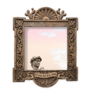 David in a Front Yard — Greco Roman art print by Betsy Crum in a square carved wood frame