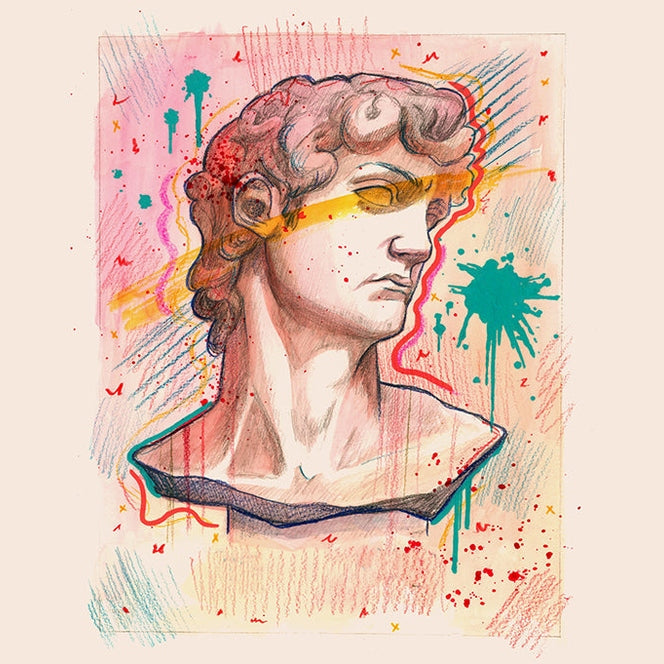 David Statue Greco Roman Pop Art Print | Neoclassical Decor | Caya Crum Crum Art