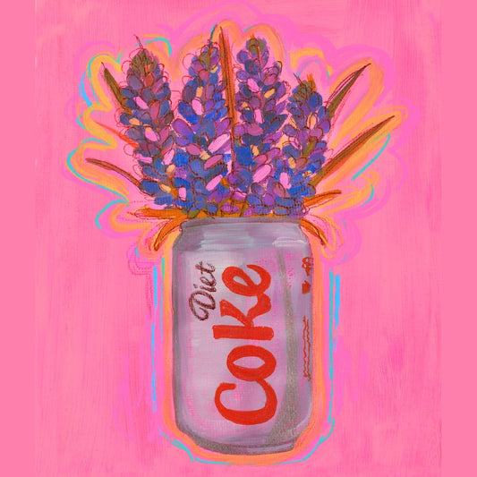 Diet Coke Texas Style with Bluebonnets Print | Caya Crum Crum Art
