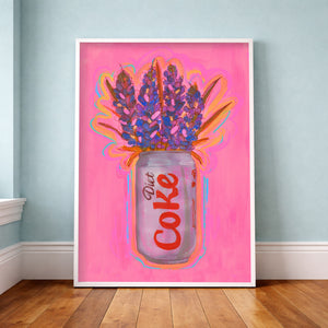 Fridge Cig Art Print — Diet Coke Texas Bluebonnets Pop Art | Caya Crum