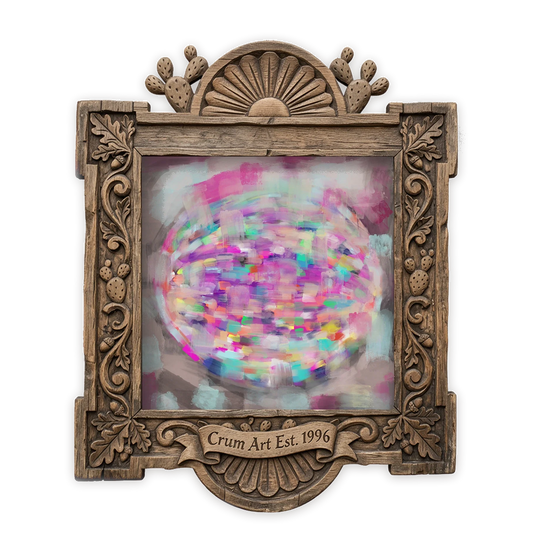 Pastel Coquette — disco ball wall art print by Betsy Crum in a square carved wood frame