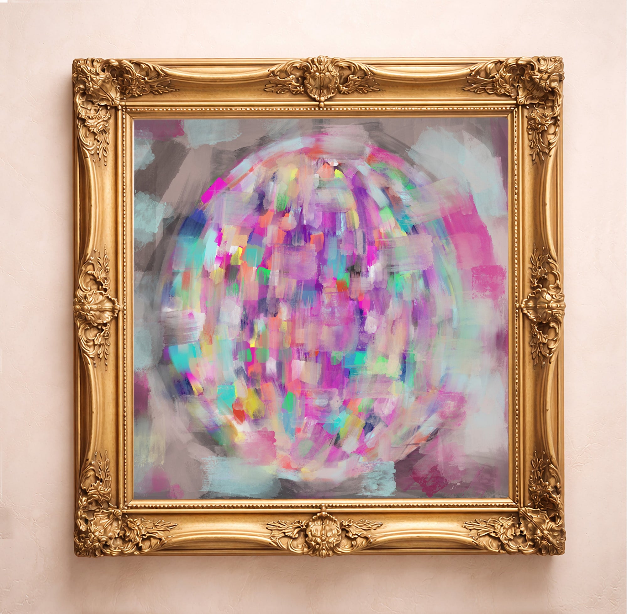 Disco Ball Wall Art by Crum Art, a matted archival art print inspired by vintage disco lights, dreamy color, and a little dance-floor nostalgia. This museum quality print is made right here in Texas.