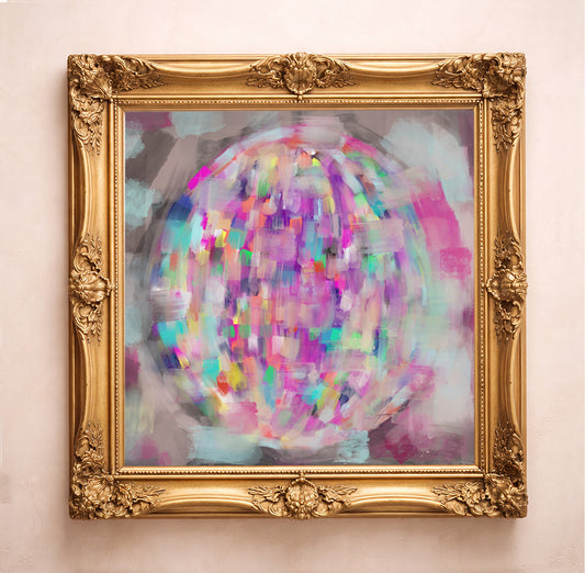 Disco Ball Wall Art by Crum Art, a matted archival art print inspired by vintage disco lights, dreamy color, and a little dance-floor nostalgia. This museum quality print is made right here in Texas.