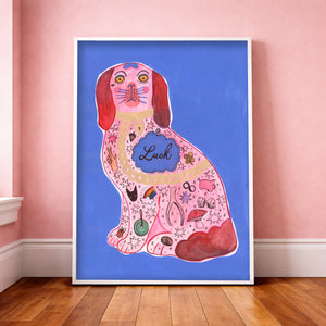 Dog Art Print — Maximalist Pink Staffordshire Luck Dog by Caya Crum