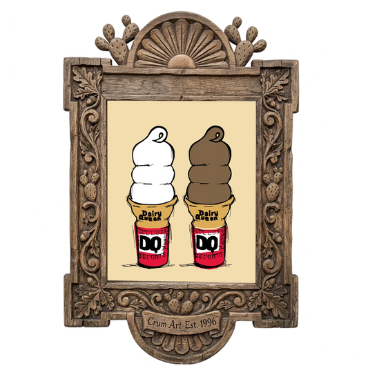 DQ Cone Pop Art — kitchen wall art print by Betsy Crum in a carved wood frame