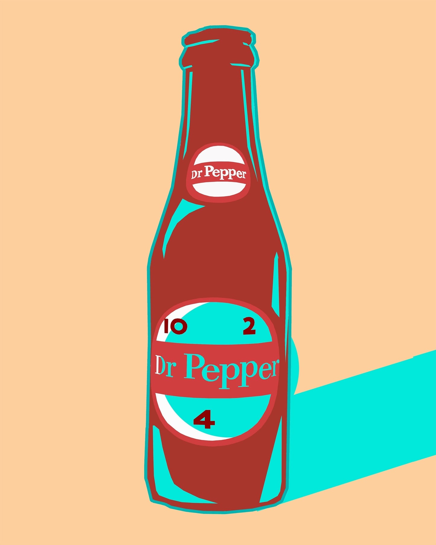 Dr Pepper Art - 10 2 4 Bottle Minimalist Print | Betsy Crum Art