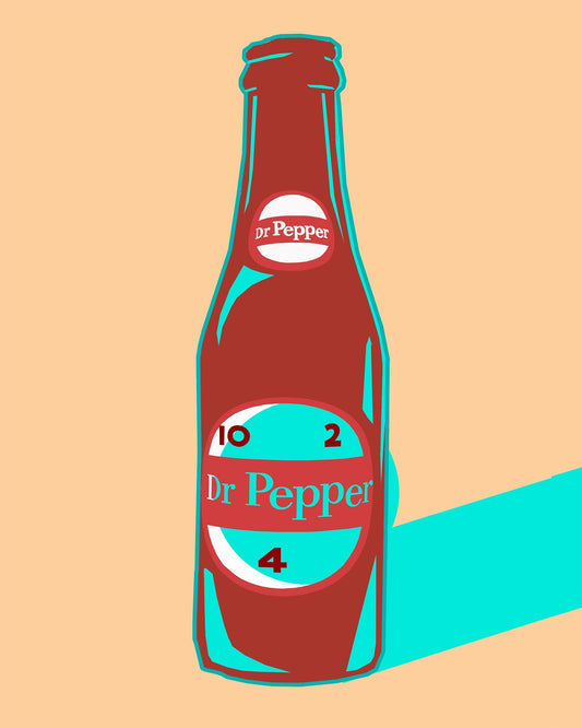 Dr Pepper Art - 10 2 4 Bottle Minimalist Print | Betsy Crum Art