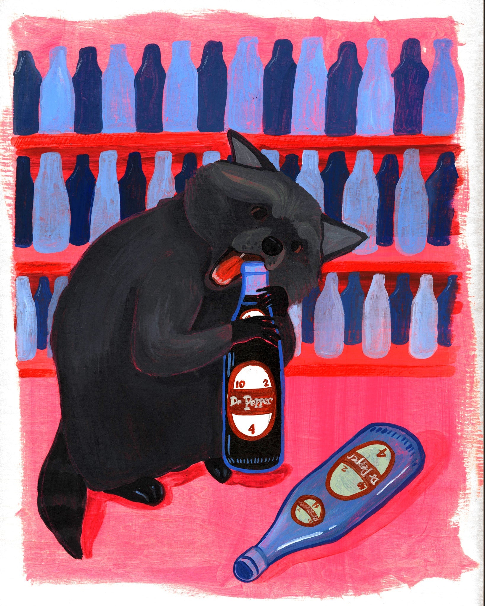 Dr Pepper Raccoon Art Print – Willie the Soda Loving Trash Panda | Caya Crum