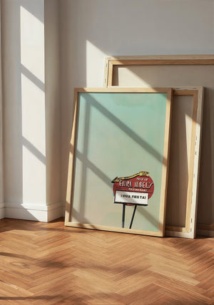Earl Abel's marquee San Antonio art print by Betsy Crum — neutral frame room mockup