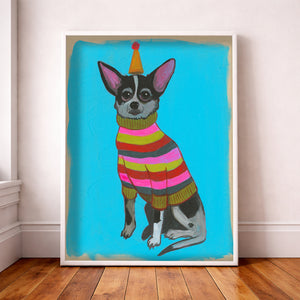 Chihuahua Party Hat Print | Caya Crum | Crum Art