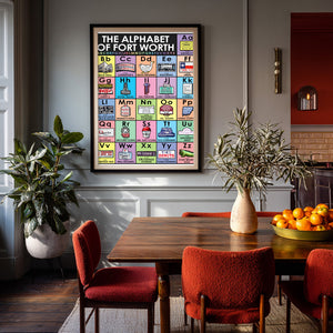 Fort Worth Fw Alphabet shown framed by Crum Art