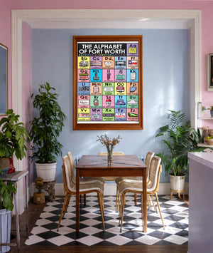Fort Worth Fw Alphabet shown framed by Crum Art
