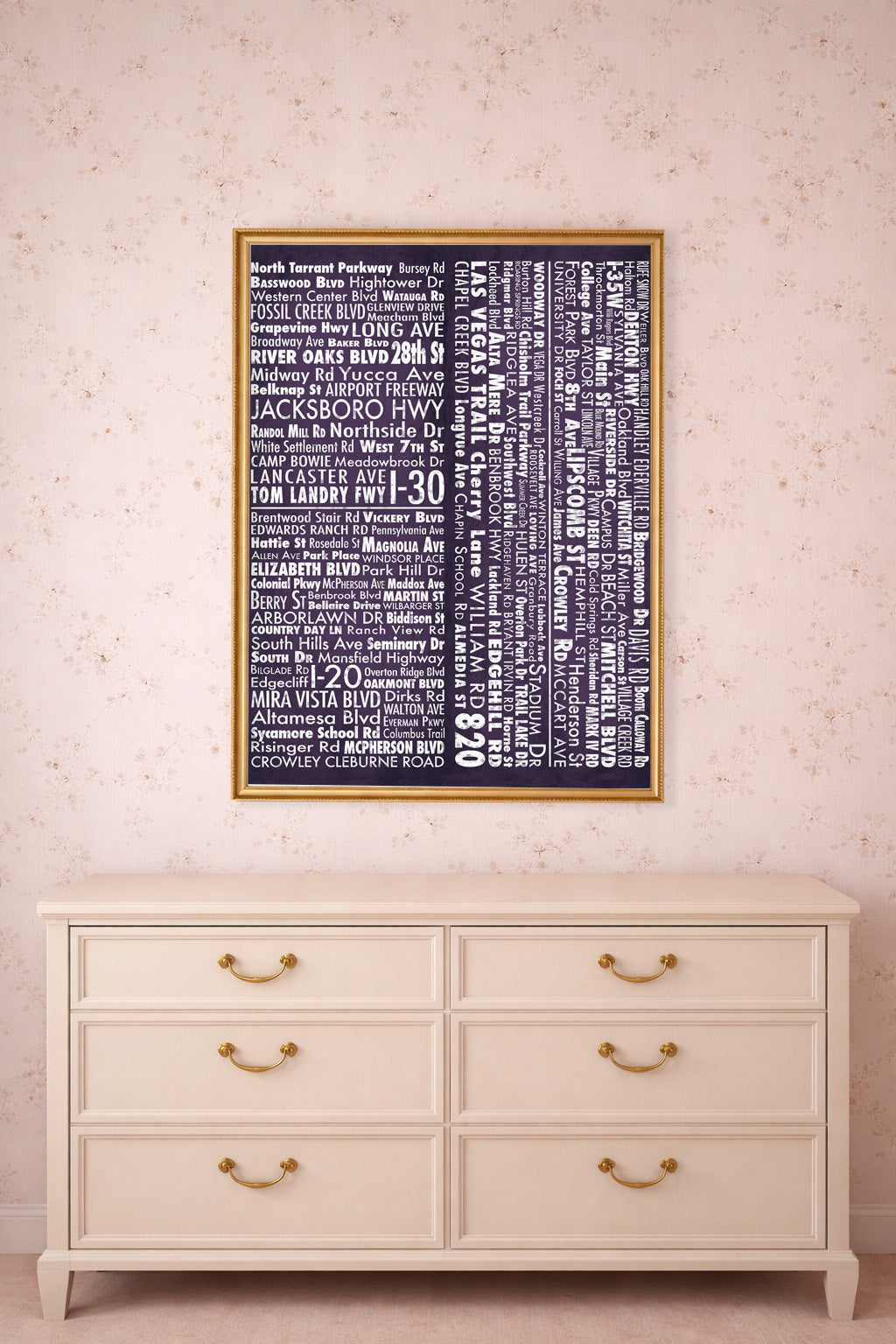 Fort Worth Photomontage shown framed by Crum Art