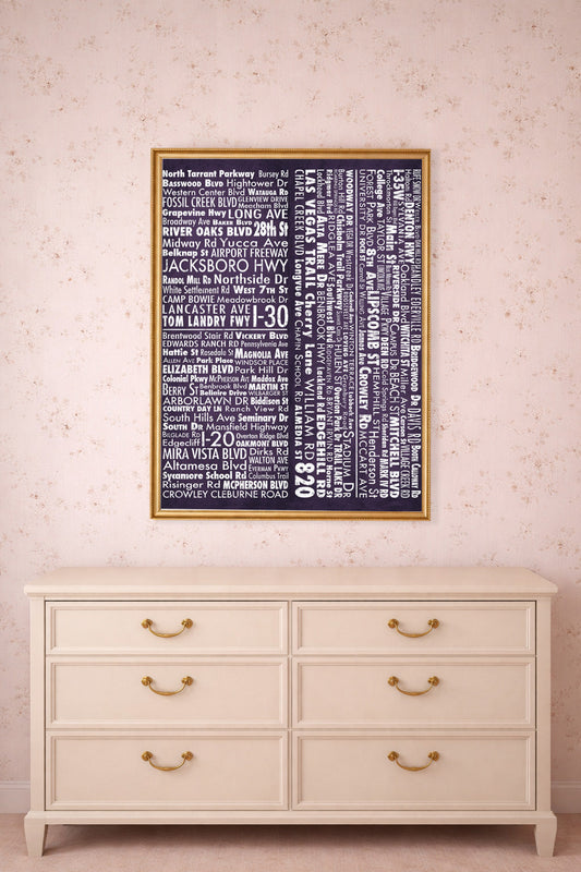 Fort Worth Photomontage shown framed by Crum Art