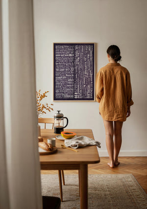 Fort Worth Street Names Map art print by Carl Crum — framed with velvet mat