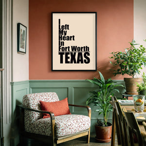 Fort Worth Ileftmyheart8X10 shown framed by Crum Art