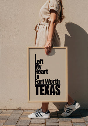 I Left My Heart Fort Worth art print by Betsy Crum — framed with velvet mat