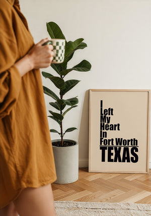 I Left My Heart Fort Worth art print by Betsy Crum — framed with velvet mat