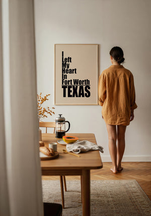I Left My Heart Fort Worth art print by Betsy Crum — framed with velvet mat