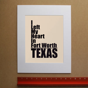 I Left My Heart Fort Worth print by Betsy Crum, hand-signed vertical print