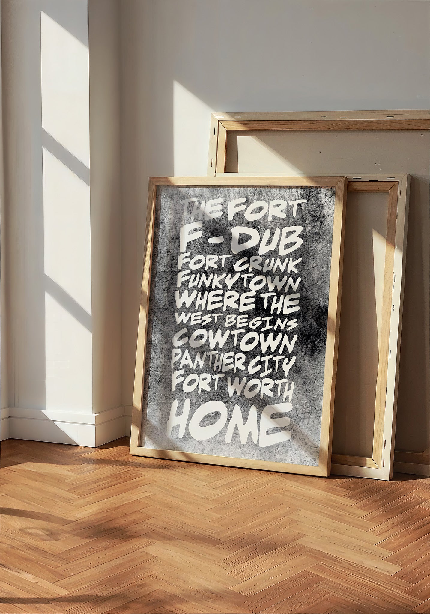 Fort Worth Nicknames Fort Worth art print by Betsy Crum — neutral frame room mockup