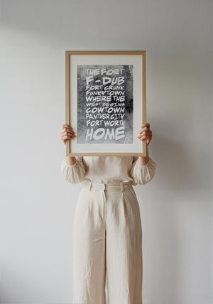 Fort Worth Nicknames Fort Worth art print by Betsy Crum — framed with velvet mat