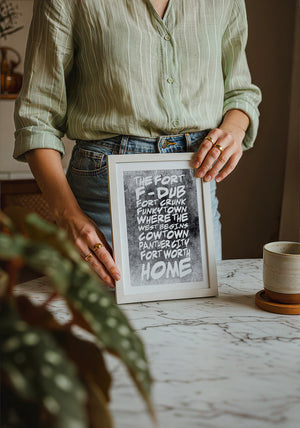 Fort Worth Nicknames Fort Worth art print by Betsy Crum — neutral frame room mockup