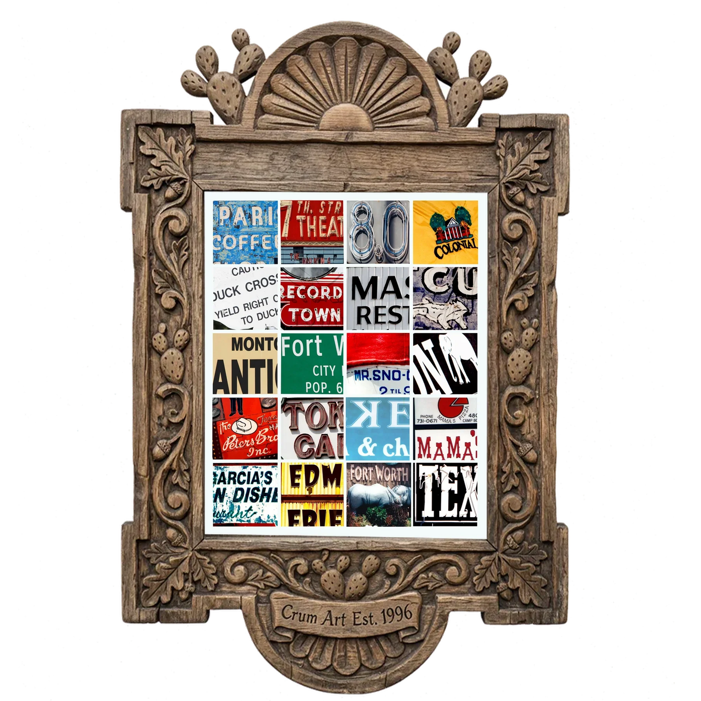 Icons IYKYK — Fort Worth art print by Betsy Crum in a carved wood frame