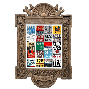 Icons IYKYK — Fort Worth art print by Betsy Crum in a carved wood frame