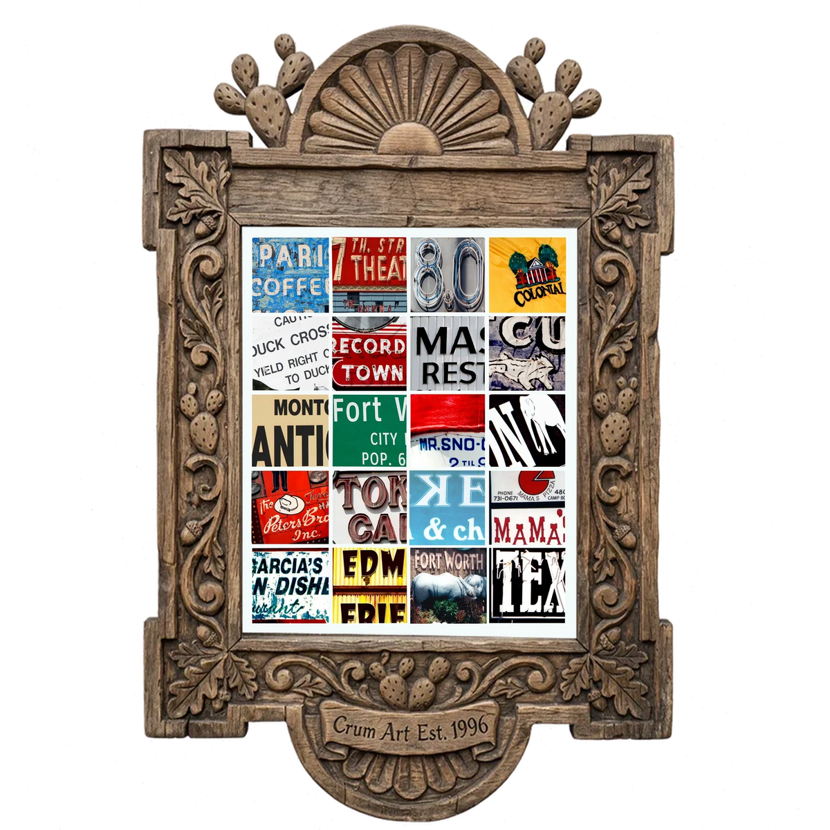 Iconic Fort Worth — Fort Worth art print by Betsy Crum in a carved wood frame