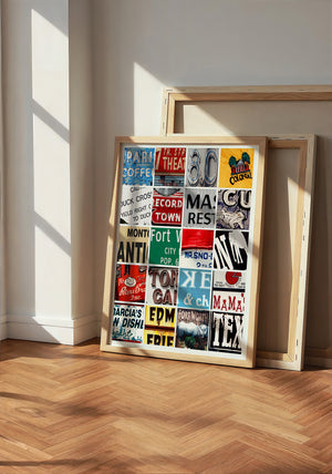 Iconic Fort Worth art print by Betsy Crum — neutral frame room mockup