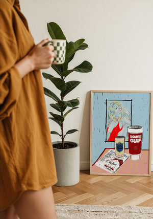 Farrah Fawcett Still Life Texas art print by Betsy Crum — framed with velvet mat