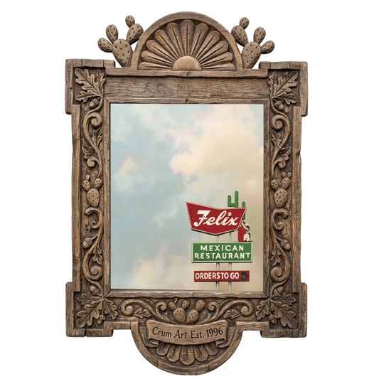 Felix Restaurant — Houston art print by Betsy Crum in a carved wood frame