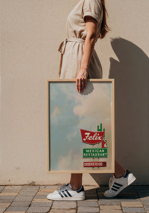Felix Restaurant Houston art print by Betsy Crum — framed with velvet mat
